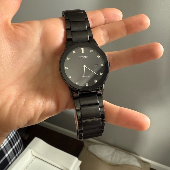 Citizen Eco-Drive Black Watch with Diamond Accents